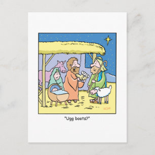 WeihnachtsCartoon Ugg Stiefel Feiertagspostkarte