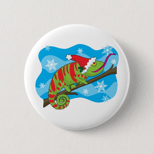 Weihnachtschamäleon Button (Vorderseite)