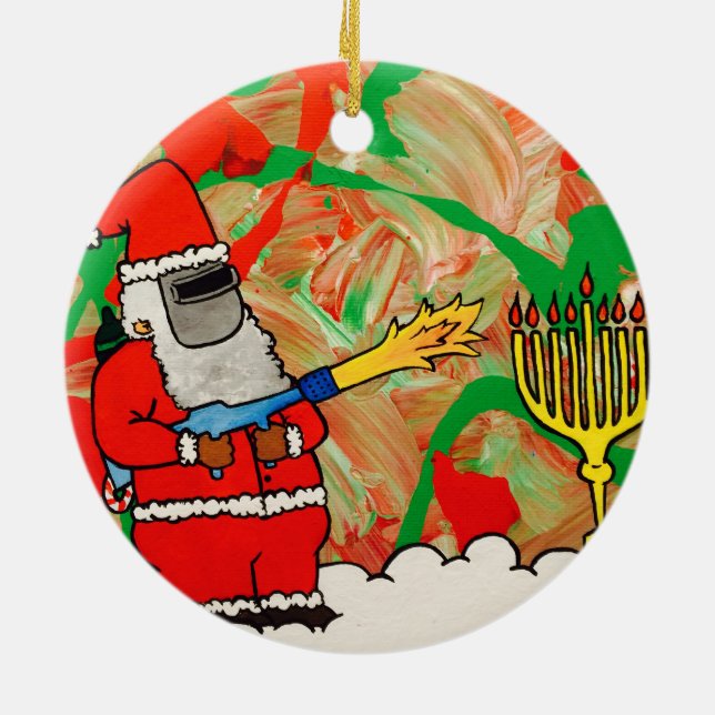 Weihnachtschanukka-Verzierung Keramikornament (Hinten)