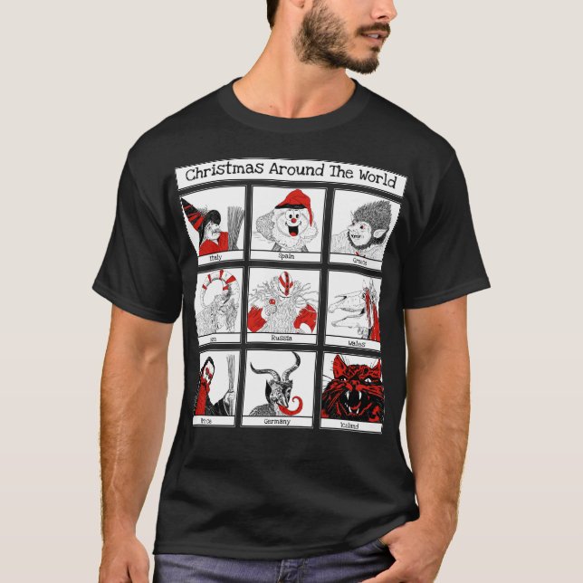 Weihnachtscharakter rund um die Weltausstellung T-Shirt (Vorderseite)
