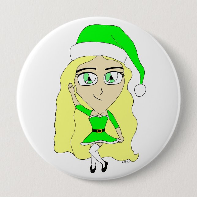 Weihnachtschibi Button (Vorderseite)
