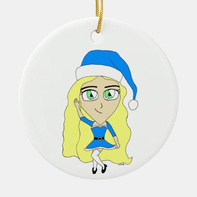 Weihnachtschibi-Keramik Keramik Ornament (Vorne)