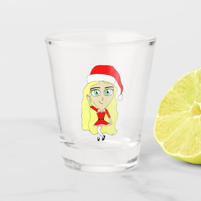 Weihnachtschibi Schnapsglas (Vorderseite)