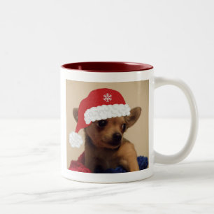 Weihnachtschihuahua-Tasse Zweifarbige Tasse