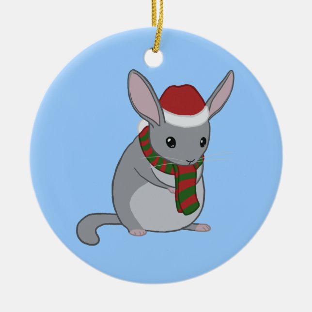 Weihnachtschinchilla-Verzierung Keramik Ornament (Vorne)