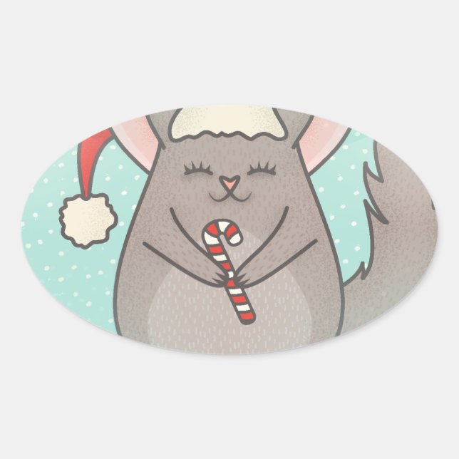 Weihnachtschinchillas Ovaler Aufkleber (Vorderseite)