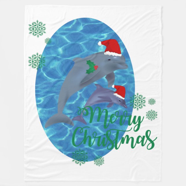 Weihnachtsclaus frohe Weihnachtsdolphindecke Fleecedecke (Vorderseite)