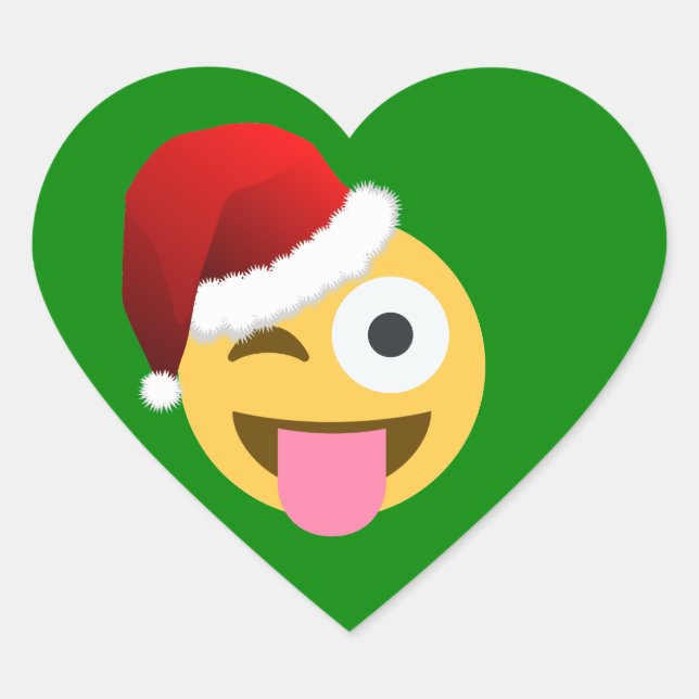 Weihnachtsclaus windet Emoji Herz-Aufkleber (Vorderseite)