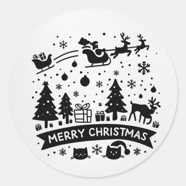 Weihnachtsclipart Runder Aufkleber (Vorderseite)