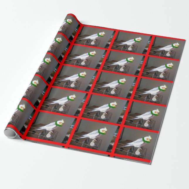Weihnachtscockatiel Wrapping Paper Geschenkpapier (Ungerollt)
