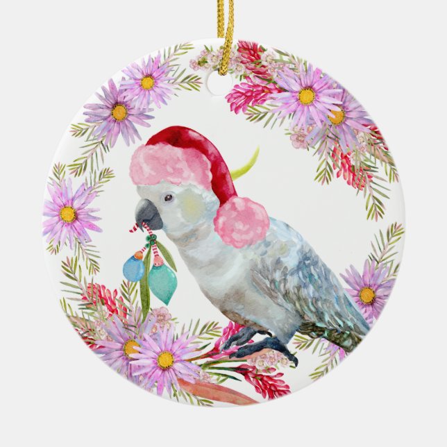Weihnachtscockatoo Botanicals Keramik Ornament (Vorne)