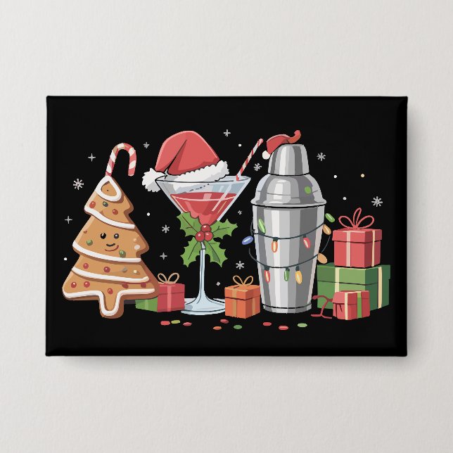 Weihnachtscocktail Espresso Martini Drink Party Button (Vorderseite)