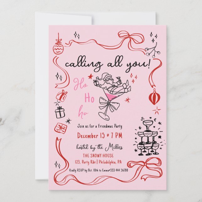 Weihnachtscocktail Feiertag Ankündigung (Vorderseite)