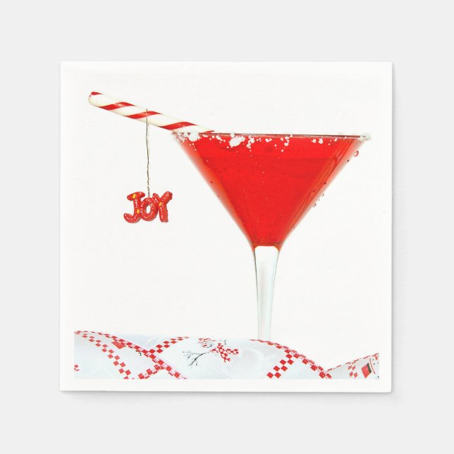 Weihnachtscocktail mit Candy Cane Serviette (Vorderseite)
