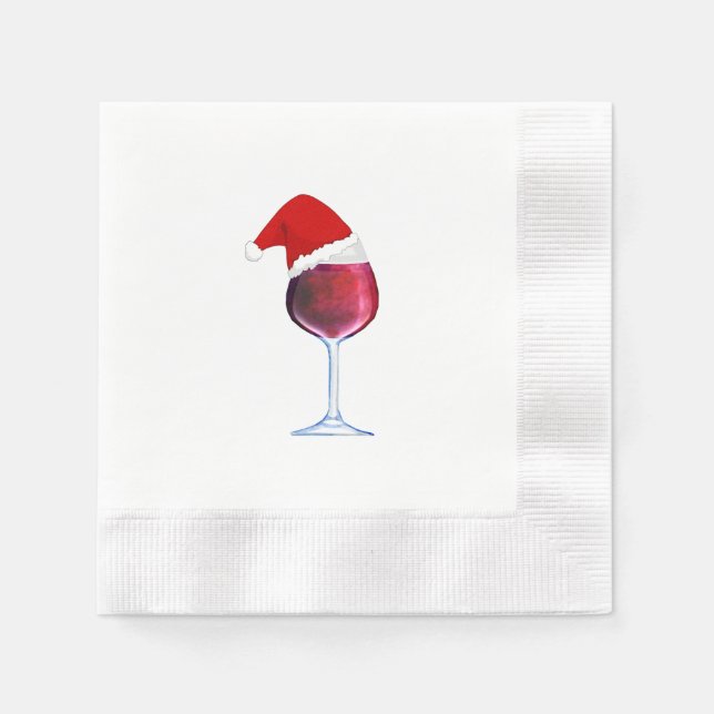 Weihnachtscocktail Napkins Weihnachtsmannmütze Serviette (Vorderseite)