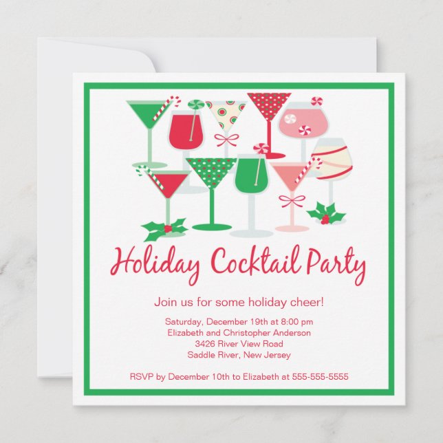 Weihnachtscocktail Party Einladung (Vorderseite)