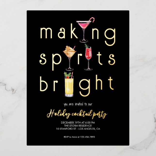 Weihnachtscocktail-Party Einladung (Vorderseite)