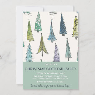 Weihnachtscocktail Party Einladung Niedliche Bäume