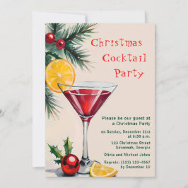 Weihnachtscocktail Party Einladung Wasserfarbe