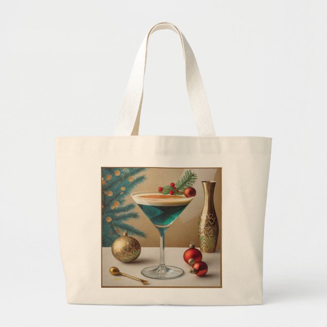 Weihnachtscocktail Party Happy Hour Jumbo Stoffbeutel (Vorne)