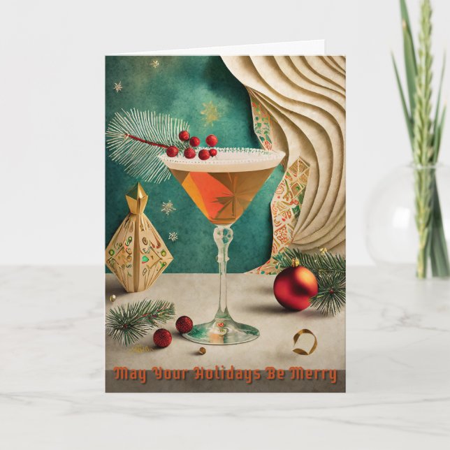 Weihnachtscocktail Party Happy Hour Karte (Vorderseite)