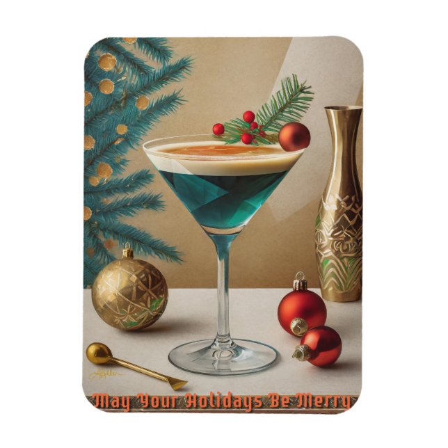 Weihnachtscocktail Party Happy Hour Magnet (Vertikal)