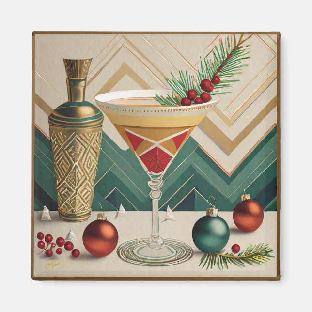 Weihnachtscocktail Party Happy Hour Magnet (Vorne)