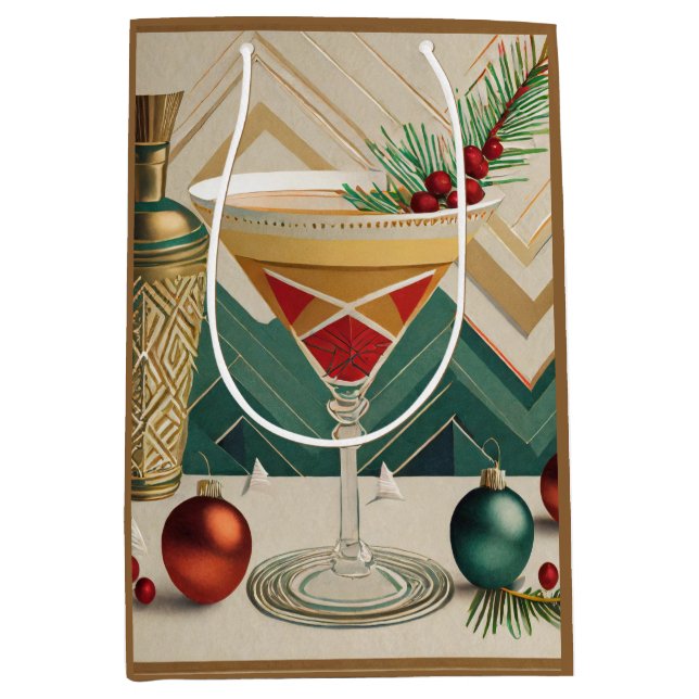 Weihnachtscocktail Party Happy Hour Mittlere Geschenktüte (Vorderseite)