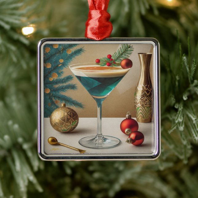 Weihnachtscocktail Party Happy Hour Ornament Aus Metall (Baum)