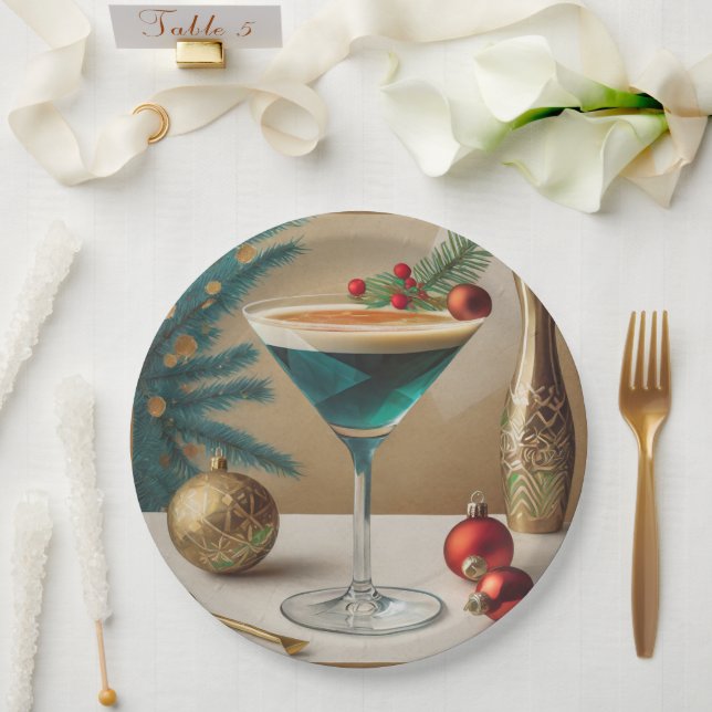 Weihnachtscocktail Party Happy Hour Pappteller (Hochzeit)