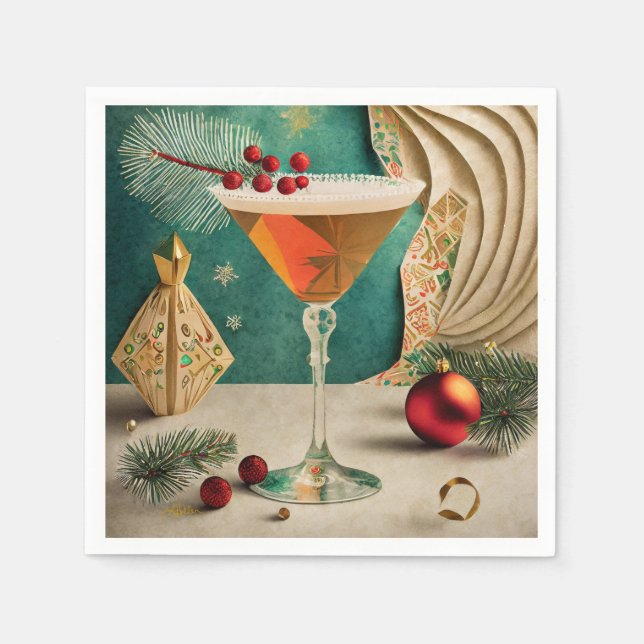 Weihnachtscocktail Party Happy Hour Serviette (Vorderseite)
