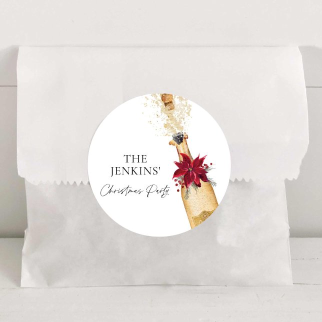 Weihnachtscocktail-Party Runder Aufkleber (Christmas Cocktail Party Round Stickers)