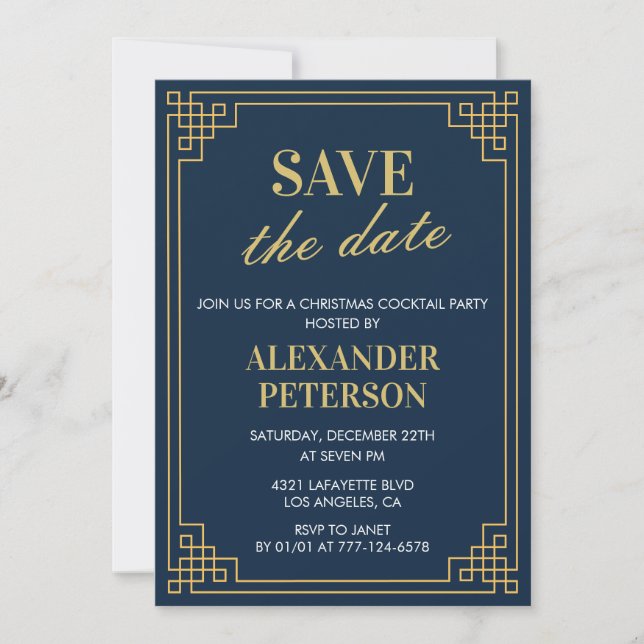 Weihnachtscocktail Party Save the Date Marine einl Einladung (Vorderseite)