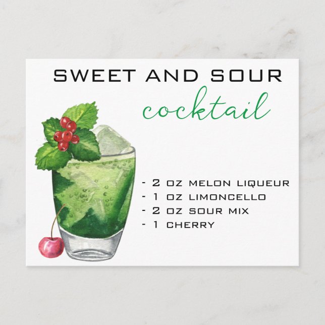 Weihnachtscocktail Rezept Grünes Getränk Postkarte (Vorderseite)