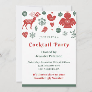 Weihnachtscocktail Schönes Nordic Pattern Grün Einladung
