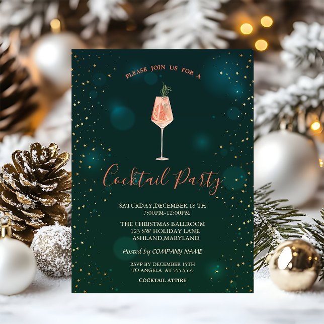 Weihnachtscocktail Sterne Grün Weihnachtsfest Part Einladung (Von Creator hochgeladen)