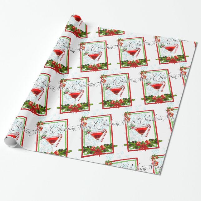 Weihnachtscocktail Watercolor Art Geschenkpapier (Ungerollt)