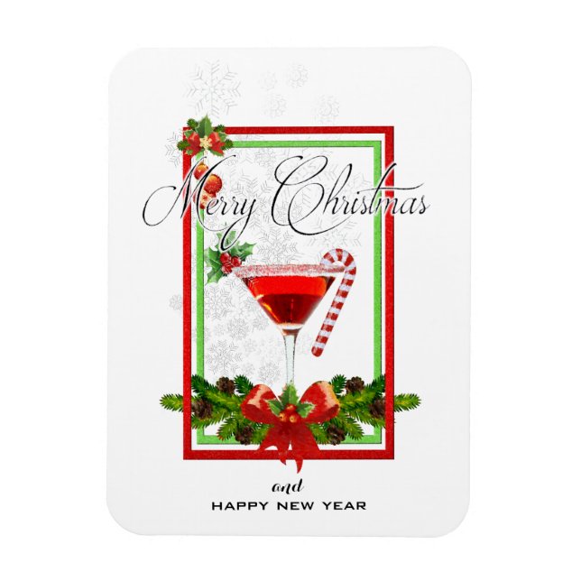 Weihnachtscocktail Watercolor Art Magnet (Vertikal)