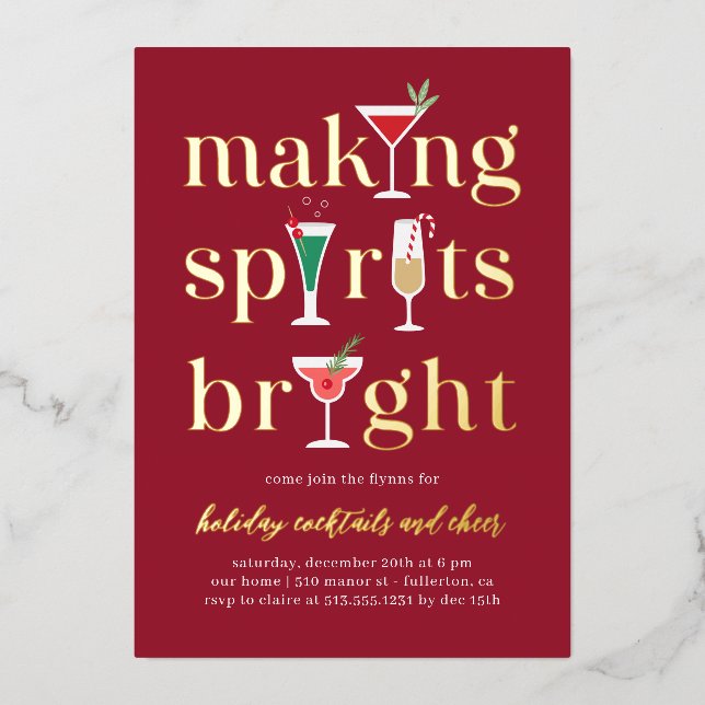 Weihnachtscocktails Feierabend Einladung (Vorderseite)