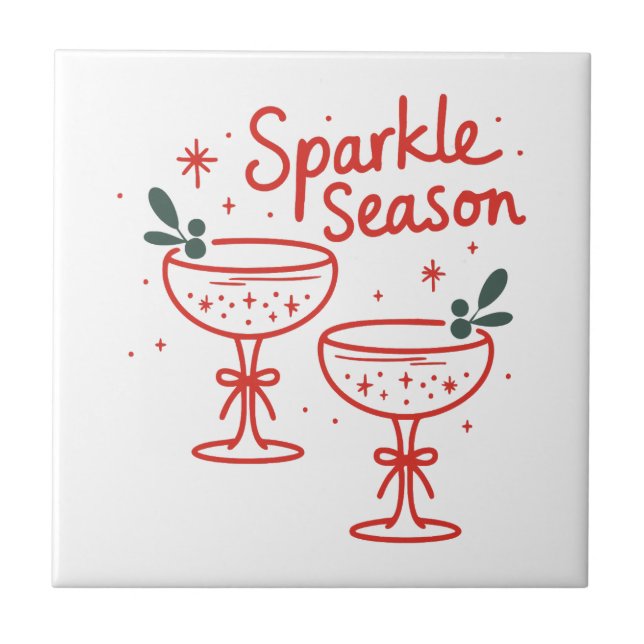 Weihnachtscocktails funkelnde Saison  Fliese (Vorderseite)