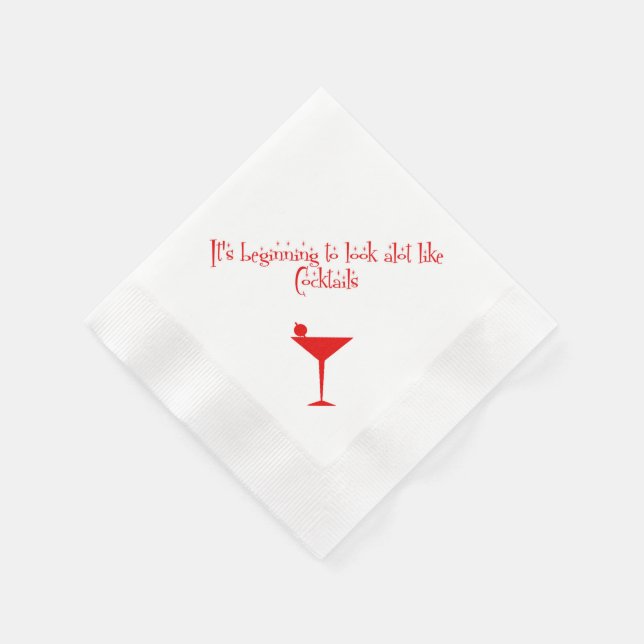Weihnachtscocktails Retro 50er Style Serviette (Ecke)