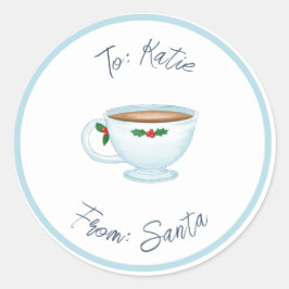 Weihnachtscoffee Date Holly Custom Gift Tag Runder Aufkleber