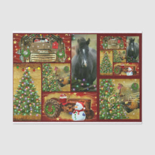 Weihnachtscollage Frosty Horse GMC LKW Tractor Seidenpapier