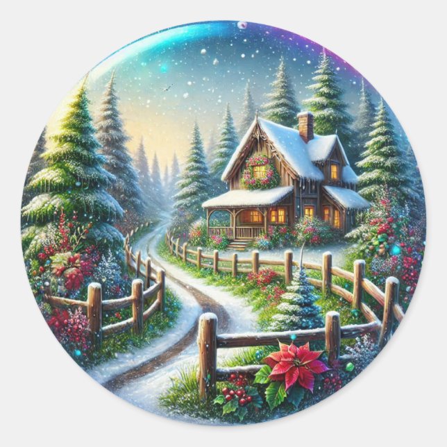 Weihnachtscollage Runder Aufkleber (Vorderseite)