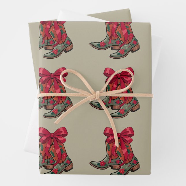 Weihnachtscoquette Boots Western Cowgirl Xmas Geschenkpapier Set (Beispiel)