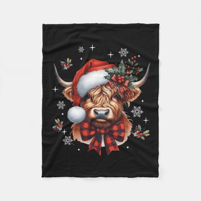 Weihnachtscoquette Hochland Kuh Niedlich Moo Cow X Fleecedecke (Vorderseite)