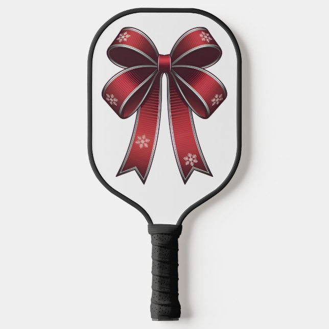 Weihnachtscoquette Roter Bow & Schneeflocken Pickleball Schläger (Vorderseite)