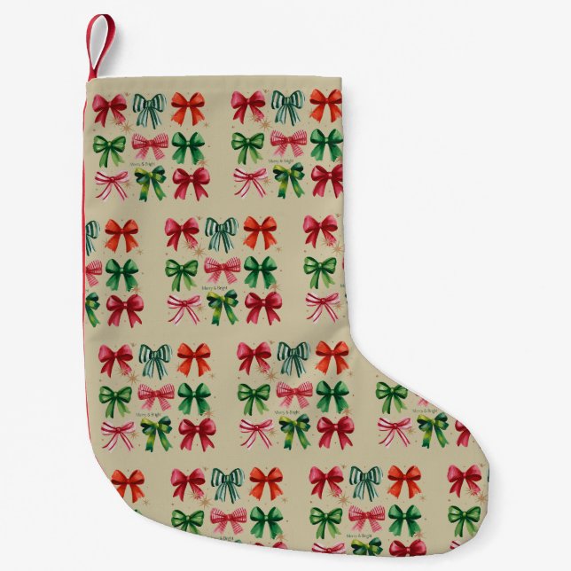 Weihnachtscoquettes Red Green Bow Xmas Season Girl Kleiner Weihnachtsstrumpf (Vorderseite)
