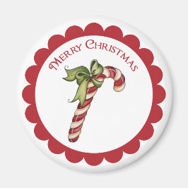 Weihnachtscreme Candy Cane auf runder Magnet