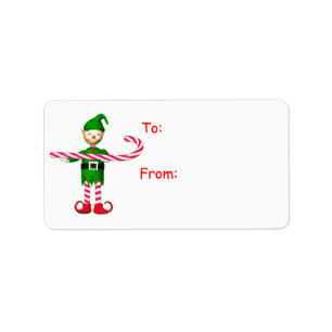 Weihnachtscreme Cane Elf Geschenktag Adressaufkleber
